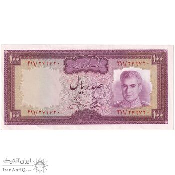 اسکناس 100 ریال (آموزگار - جهانشاهی) - تک - AU50 - محمد رضا شاه