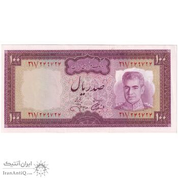 اسکناس 100 ریال (آموزگار - جهانشاهی) - تک - UNC60 - محمد رضا شاه
