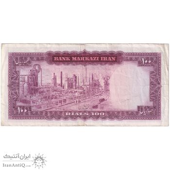 اسکناس 100 ریال (آموزگار - سمیعی) نوشته قرمز - تک - EF40 - محمد رضا شاه