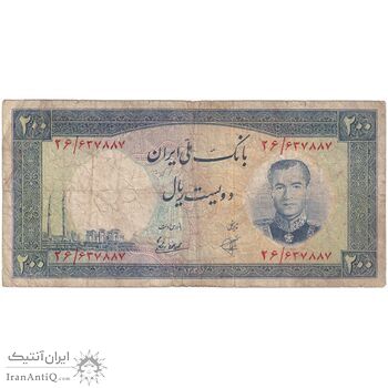 اسکناس 200 ریال 1337 - تک - VF20 - محمد رضا شاه