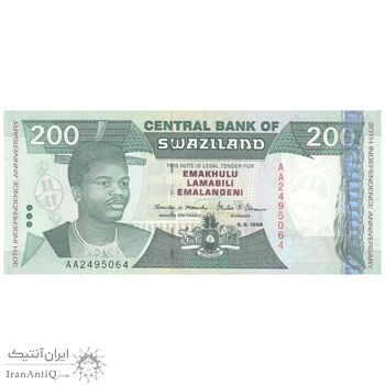 اسکناس 200 امالانگنی 1998 مسواتی سوم - سی‌امین سالگرد استقلال - تک - UNC61 - سوازیلند