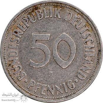 سکه 50 فینیگ 1950J جمهوری فدرال - AU50 - آلمان