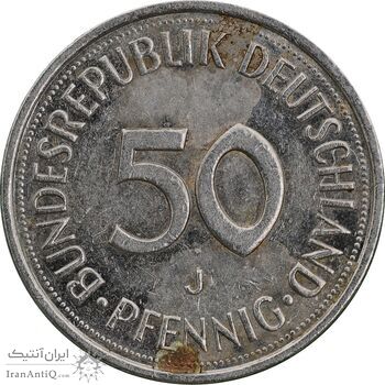سکه 50 فینیگ 1980J جمهوری فدرال - AU55 - آلمان