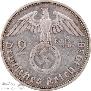 سکه 2 رایش مارک 1938J رایش سوم - EF45 - آلمان