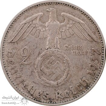 سکه 2 رایش مارک 1937D رایش سوم - EF45 - آلمان