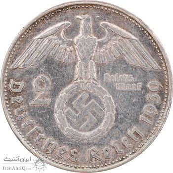 سکه 2 رایش مارک 1939B رایش سوم - EF45 - آلمان