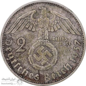 سکه 2 رایش مارک 1937A رایش سوم - AU50 - آلمان