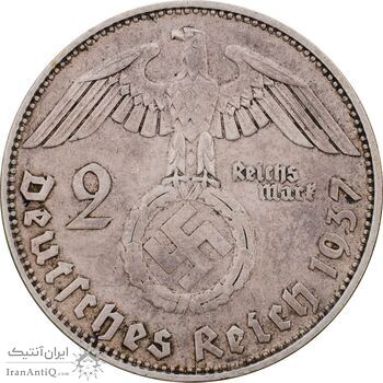 سکه 2 رایش مارک 1937D رایش سوم - AU50 - آلمان