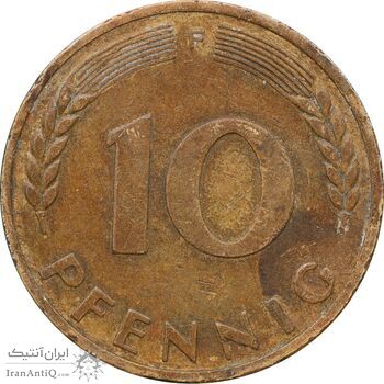 سکه 10 فینیگ 1949F جمهوری فدرال - EF45 - آلمان