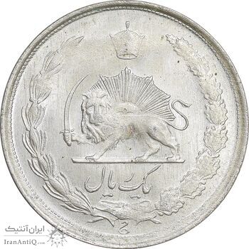 سکه 1 ریال 1323/2 نقره - سورشارژ تاریخ - نوع دو - MS62 - محمد رضا شاه