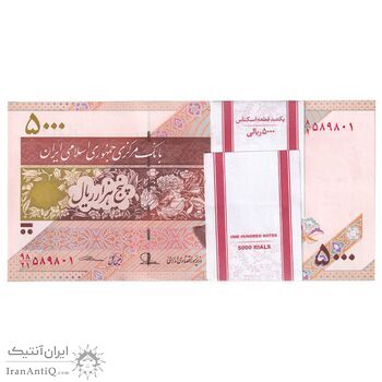 بسته اسکناس 5000 ریال امام (طیب نیا - سیف) - نوار 5000 ریال - UNC - جمهوری اسلامی