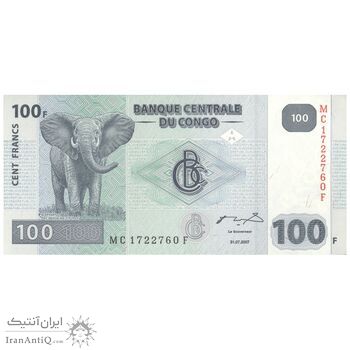 اسکناس 100 فرانک 2007 جمهوری دموکراتیک - تک - UNC64 - کنگو