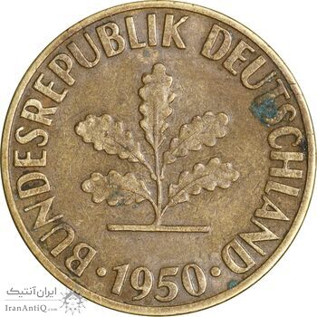 سکه 10 فینیگ 1950F جمهوری فدرال - EF45 - آلمان