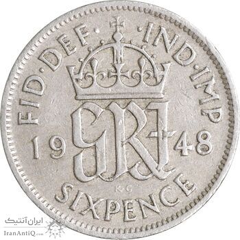 سکه 6 پنس 1948 جرج ششم - EF45 - انگلستان