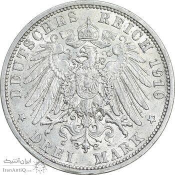 سکه 3 مارک 1910 ویلیام دوم - MS61 - آلمان