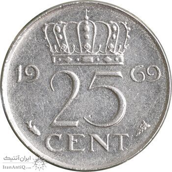 سکه 25 سنت 1969 یولیانا - EF45 - هلند
