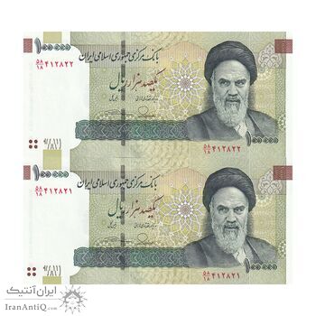 اسکناس 100000 ریال (طیب نیا - سیف) نخ نوع 3 - جفت - UNC64 - جمهوری اسلامی