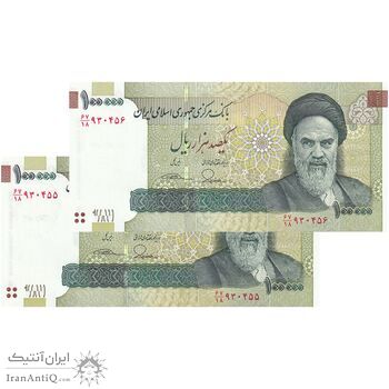 اسکناس 100000 ریال (طیب نیا - سیف) نخ نوع 1 - جفت - UNC64 - جمهوری اسلامی