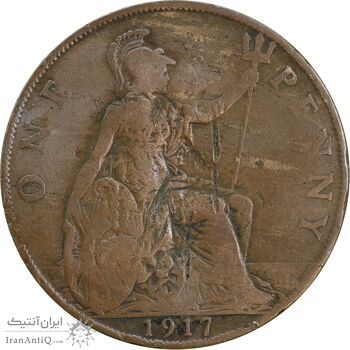 سکه 1 پنی 1917 جرج پنجم - VF30 - انگلستان