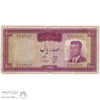 اسکناس 100 ریال 1342 - تک - VF20 - محمد رضا شاه