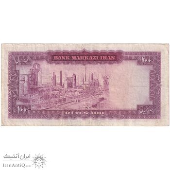 اسکناس 100 ریال (آموزگار - سمیعی) نوشته قرمز - تک - VF30 - محمد رضا شاه