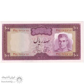 اسکناس 100 ریال (آموزگار - جهانشاهی) - تک - AU58 - محمد رضا شاه