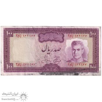 اسکناس 100 ریال (آموزگار - جهانشاهی) - تک - EF45 - محمد رضا شاه