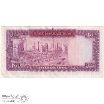 اسکناس 100 ریال (آموزگار - فرمان فرماییان) نوشته قرمز - تک - EF40 - محمد رضا شاه