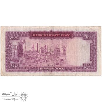 اسکناس 100 ریال (آموزگار - فرمان فرماییان) نوشته قرمز - تک - VF30 - محمد رضا شاه