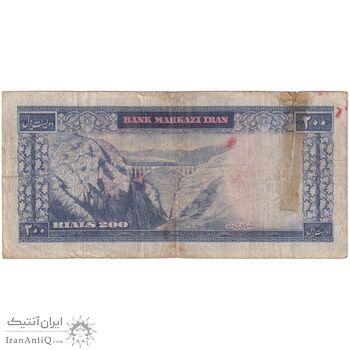 اسکناس 200 ریال (آموزگار - سمیعی) نوشته قرمز - تک - VF35 - محمد رضا شاه