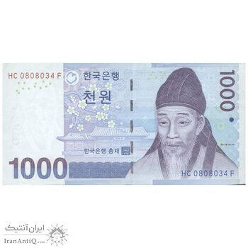 اسکناس 1000 وون بدون تاریخ (2007) جمهوری - تک - AU50 - کره جنوبی