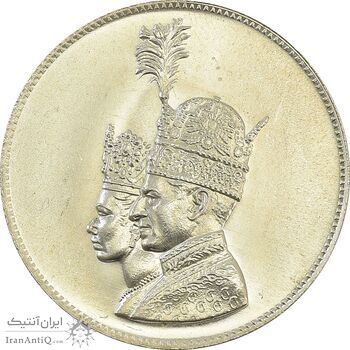 مدال نقره یادبود تاجگذاری 1346 - MS64 - محمد رضا شاه