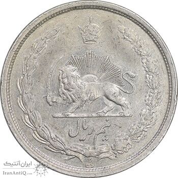 سکه نیم ریال 1313 - 3 تاریخ کوچک - AU53 - رضا شاه