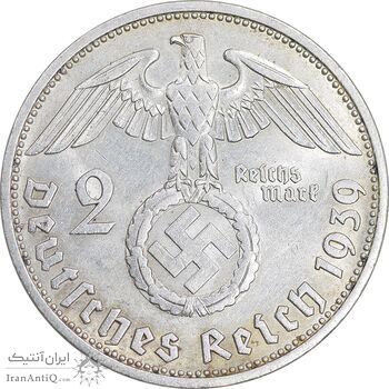 سکه 2 رایش مارک 1939E رایش سوم - MS60 - آلمان