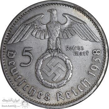 سکه 5 رایش مارک 1938A رایش سوم - MS61 - آلمان