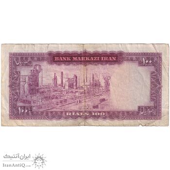 اسکناس 100 ریال (آموزگار - سمیعی) نوشته قرمز - تک - VF30 - محمد رضا شاه