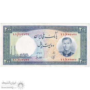 اسکناس 200 ریال 1337 - تک - AU53 - محمد رضا شاه