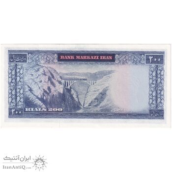 اسکناس 200 ریال (آموزگار - جهانشاهی) - تک - UNC62 - محمد رضا شاه