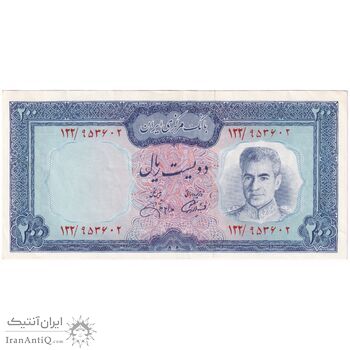 اسکناس 200 ریال (آموزگار - جهانشاهی) - تک - AU53 - محمد رضا شاه