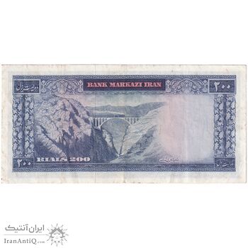 اسکناس 200 ریال (آموزگار - سمیعی) نوشته سیاه - تک - EF40 - محمد رضا شاه