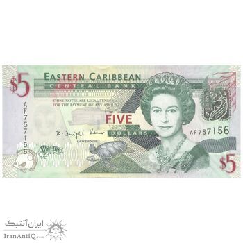 اسکناس 5 دلار بدون تاریخ (2008) الیزابت دوم - تک - UNC62 - حوزه کارائیب شرقی