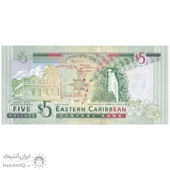 اسکناس 5 دلار بدون تاریخ (2008) الیزابت دوم - تک - UNC62 - حوزه کارائیب شرقی