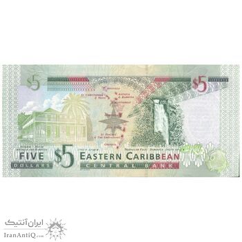 اسکناس 5 دلار بدون تاریخ (2008) الیزابت دوم - تک - AU58 - حوزه کارائیب شرقی