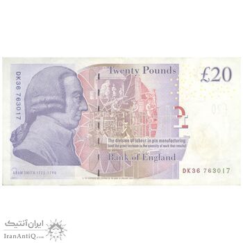 اسکناس 20 پوند بدون تاریخ (2007-2011) الیزلبت دوم - آدام اسمیت - AB - تک - EF45 - انگلستان