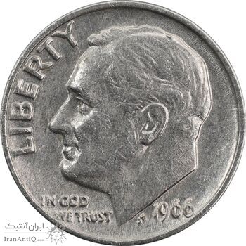 سکه 1 دایم 1966 روزولت - AU50 - آمریکا