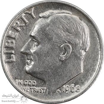 سکه 1 دایم 1968 روزولت - EF45 - آمریکا