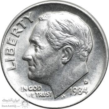 سکه 1 دایم 1984D روزولت - AU55 - آمریکا