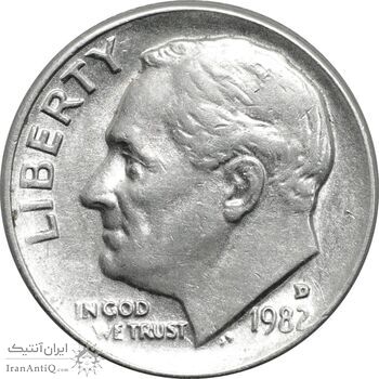 سکه 1 دایم 1982D روزولت - AU50 - آمریکا