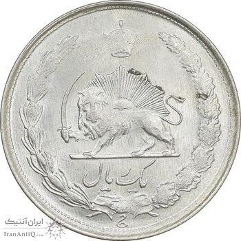 سکه 1 ریال 1323/2 نقره - سورشارژ تاریخ - نوع دو - MS61 - محمد رضا شاه