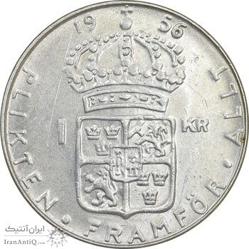 سکه 1 کرون 1956 گوستاو ششم - MS61 - سوئد